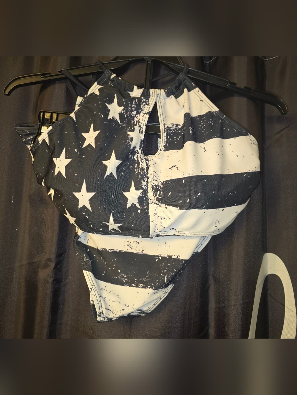 Black & White Stars Stripes Halter Bikini  Set